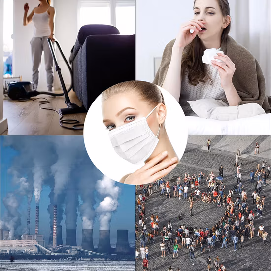 Hochwertige, heiße Verkaufsmassenproduktion, maßgeschneiderte OEM-Einweg-3-lagige Vlies-Spundond+Meltblown+Spundond-Blau-Gesichtsmaske