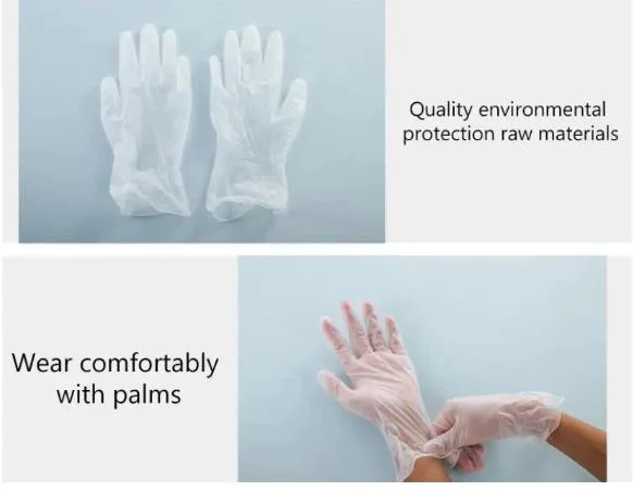 Standard Disposable Powder Free Industrial Grade Gloves Blue Fingers PVC Gloves