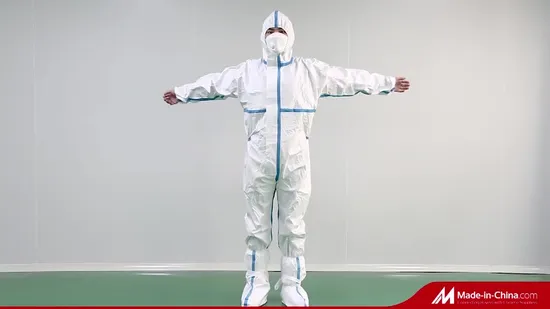 Weiß/blauer Einweg-Schutzanzug für medizinische Schutzkleidung