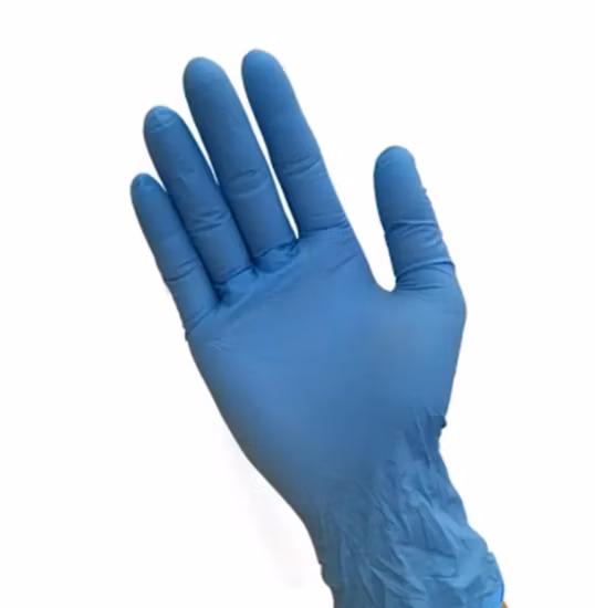 Blaue Einweg-Nitril-Untersuchungshandschuhe aus Nitril in Industriequalität mit Puder oder puderfrei