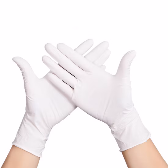 9 Zoll Blau/Weiß/Schwarz Schönheitssalon Spezial / Lebensmittel / Pharma Großhandel Einweg-Latex-Vinyl-Sicherheitsuntersuchungs-Schutzhandschuhe aus PVC-Rubbe-Nitril
